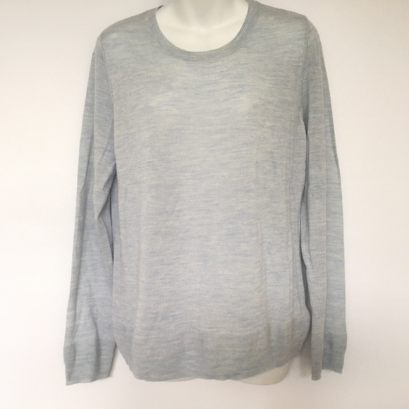 MAX STUDIO Pullover Sweater Extra Fine Merino Wool Round Neck Blue Thin Sz L - Picture 1 of 5